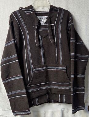 VTG 80s/90s Original Senor Lopez Baja Hoodie Poncho Drug Rug Surfer Clothing